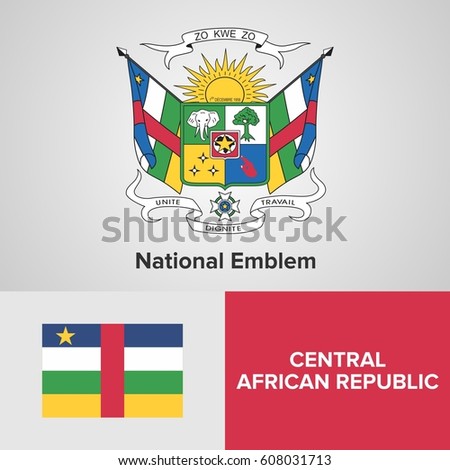 Central African Republic National Emblem and flag 