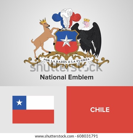 Chile National Emblem and flag 