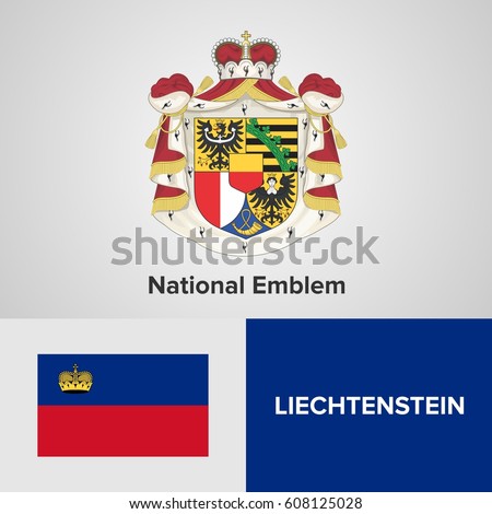 Liechtenstein National Emblem and flag 