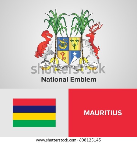 Mauritius National Emblem and flag 