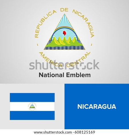 Nicaragua National Emblem and flag 