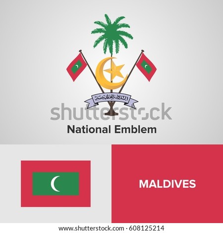 Maldives National Emblem and flag 