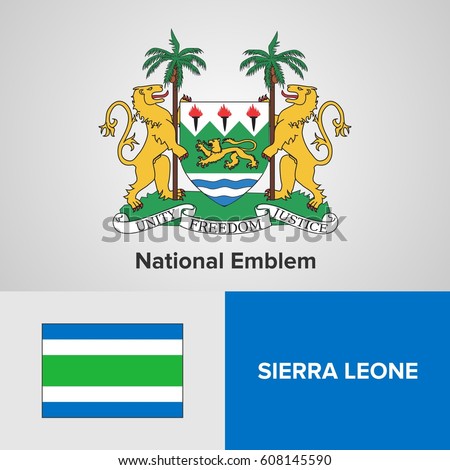 Sierra Leone National Emblem and flag 