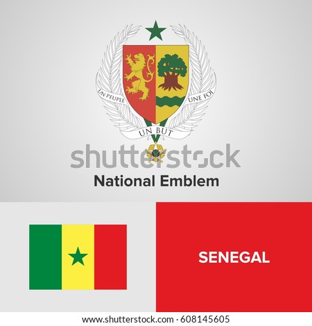 Senegal National Emblem and flag 