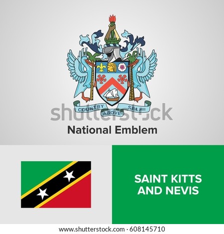 Saint Kitts and Nevis National Emblem and flag 