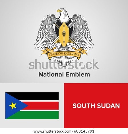 South Sudan National Emblem and flag 
