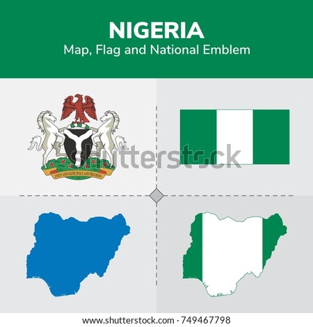  Nigeria Map, Flag and National Emblem 