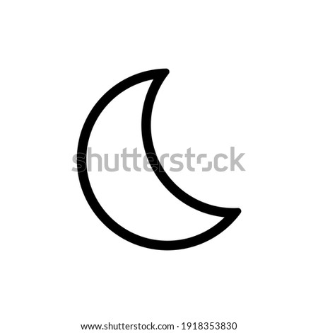 Moon linear icon in black. Isolated illustration on white background. Trendy flat style nighn symbol. Sleep concept. For app, web, ui, ux. Warm screen concept. Vector EPS 10