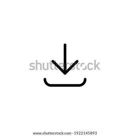 Download line icon in black, isolated on white background. Flat design. Trendy flat style for app, graphic design, infographic, web site, ui, ux, dev.  Vector EPS 10