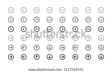 Set of black arrows in rounded icon. Direction, pointers, upload, download sign. Flat isolated outline symbol for: illustration, logo, mobile, app, banner, web design, dev, ui, ux, gui. Vector EPS 10