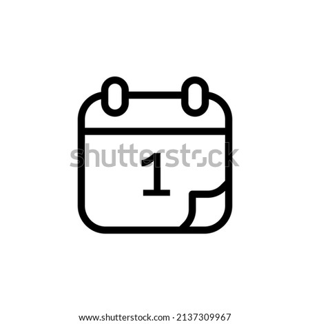 Calendar, almanac or planning thin line icon in black. Flip-up calendar. Trendy flat isolated symbol, sign for: illustration, outline, logo, mobile, app, banner, design, web dev, ui, ux. Vector EPS 10