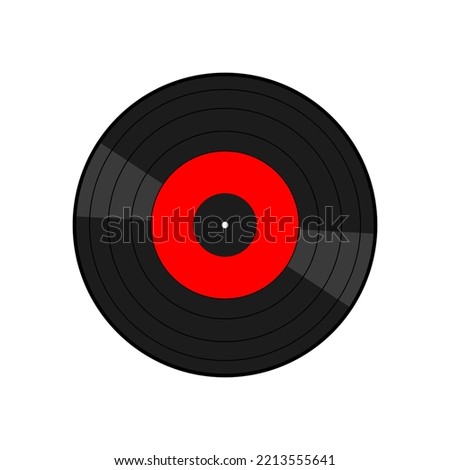 Vinyl record vector icon logo EPS 10. Retro plate disc flat illustration. Classic music concept. Editable isolated object on white. Sign for web, app, dev, infographic