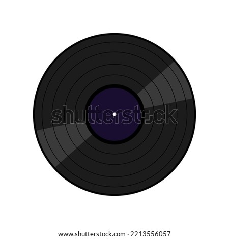 Vinyl record vector icon logo EPS 10. Retro plate disc flat illustration. Classic music concept. Editable isolated object on white. Sign for web, app, dev, infographic