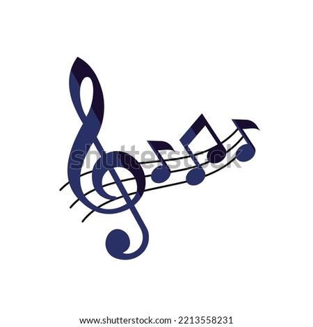 Treble clef and notes vector icon illustration EPS 10. G-clef, note state flat sign. Melody, song, tune, audio image for web, dev, app. Music theory symbol. Sound media concept. Isolated on white