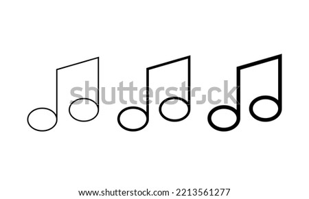 Music notes vector icon outline black EPS 10. Eighth duration flat illustration. Melody, song, note, tune, audio sign for web, dev, app. Music theory symbol. Sound media concept. Isolated on white