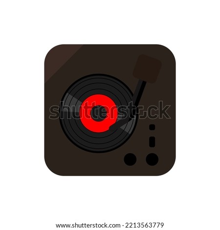 Vinyl player vector icon EPS 10. Gramophone, record player sign. Phonograph, turntable flat illustration. Retro music, radio concept. Editable isolated object on white for web, app, dev