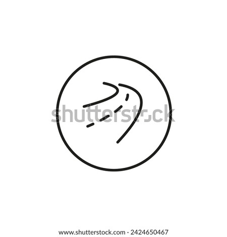 Outdor road black line icon in circle. Transportation or highway concept. Isolated outline symbol, sign can be used for: illustration, logo, mobile, app, design, web, dev, ui, ux, gui. Vector EPS 10