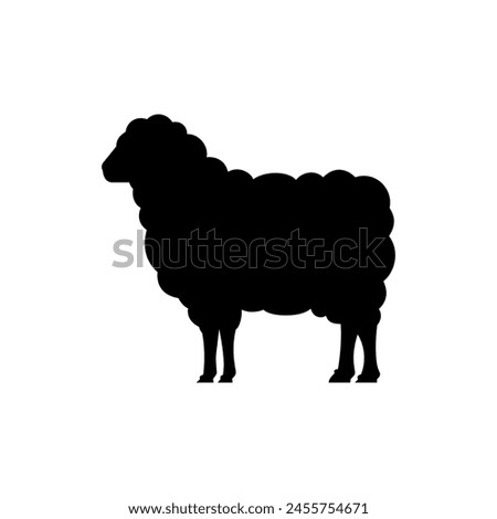 Sheep silhouette icon vector. Farm sheep, glyph, solid icon. Livestock concept. Kur sign on white background. Sheep meat solid sign. Mutton illustration. Dairy products. Milk symbol. Butcher logo.