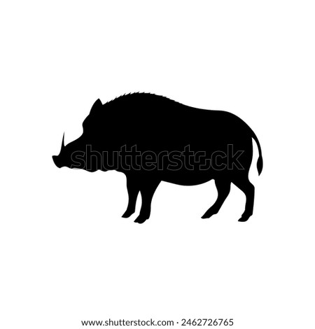 Boar silhouette, solid icon vector. Boar icon. Livestock concept. Boar sign on white background. Boar meat badge. Boarmeat. Part of my game meat illustration collection. Hunt. Hunting