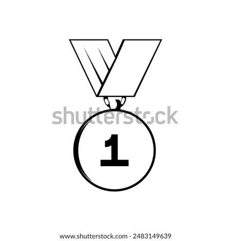 Golden medal black icon. Award, winner, recognition symbol isolated on white background. First place. Competition. For: illustration, logo, mobile, app, design, web, dev, ui, ux, gui. Vector EPS 10.