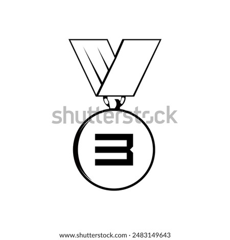 Bronze medal black icon. Award, winner, recognition symbol isolated on white background. Third place. Competition. For: illustration, logo, mobile, app, design, web, dev, ui, ux, gui. Vector EPS 10