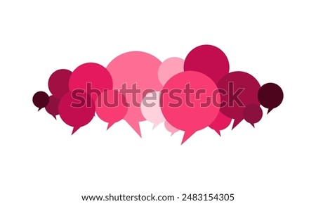 Many simple speech bubbles or bubble talk, millennial pink color icon. Background used for: illustration, outline, logo, pictogram, mobile, app, emblem, design, web, dev, site, ui, ux. Vector EPS 10