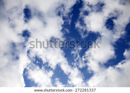 Clouds in the sky, background, white and blue