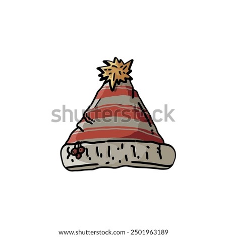 Santa Claus hat cartoon illustration. hat Christmas vector template design. Marry Christmas clothes holiday vector illustration elements for design