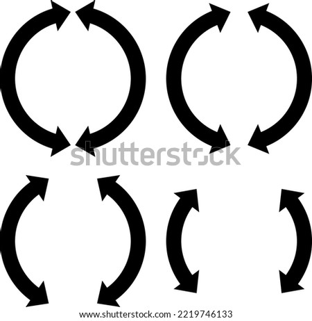 Set of circular double-headed arrows