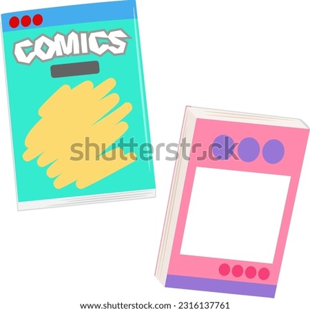 Deformed illustration of 2 comic books