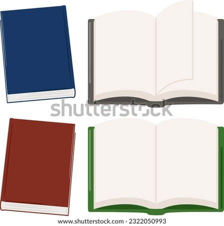 Plain hardcover book illustration set