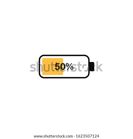 50 Percent Battery Icon Vector Design , Using For Presentation, Website and Application