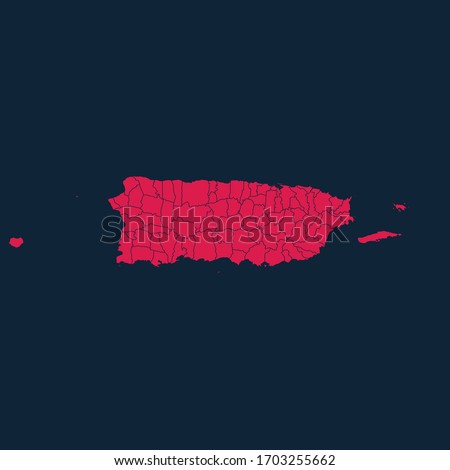 High Detailed Red Map of Puerto Rico on Dark isolated background, Vector Illustration EPS 10