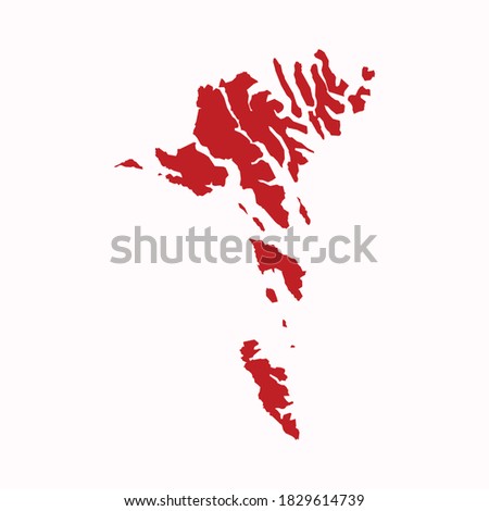 High Detailed Red Map of Faroe Island on White isolated background, Vector Illustration EPS 10