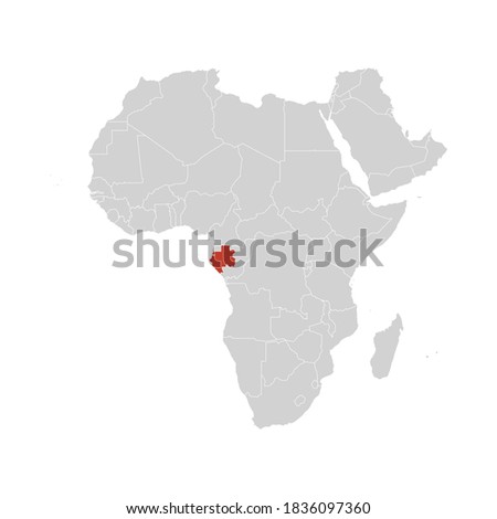 Gabon Highlighted on Africa Map Eps 10