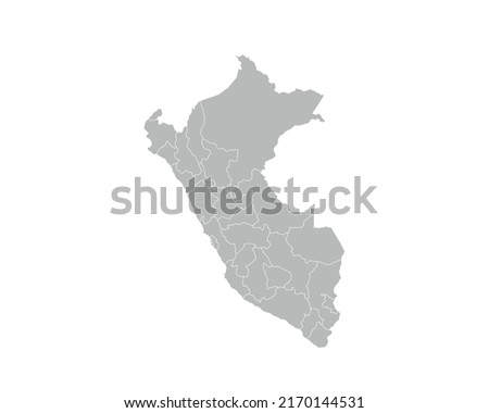 High Detailed Gray Map of Peru on White isolated background, Vector Illustration EPS 10