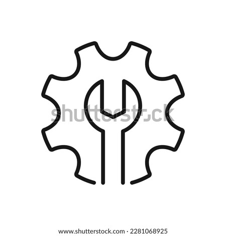 Editable Icon of Wrench and Cogwheel, Setup or Settings Icon, Vector illustration isolated on white background. using for Presentation, website or mobile app