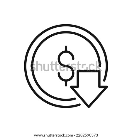 Editable Icon of dollar exchange rate weakened , Vector illustration isolated on white background. using for Presentation, website or mobile app