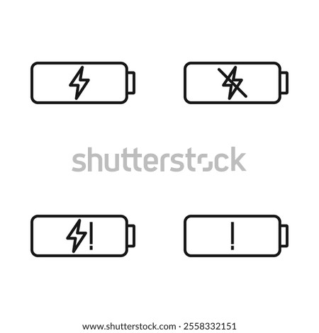 Editable Set Icon of Battery Status, Vector illustration isolated on white background. using for Presentation, website or mobile app