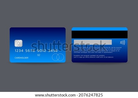 membership card template Presentation, front and back design,
with blue - light blue color, vector illustration