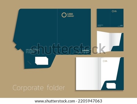 A4 size single pocket reinforced folder mock-up isolated a minimalistic design Dark green theme vector illustration.