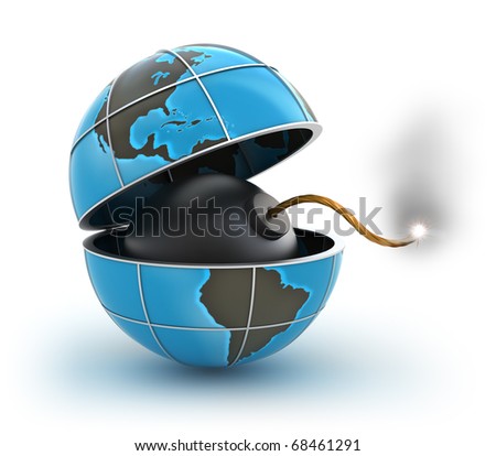 stock photo : Planet at global danger isolated on white