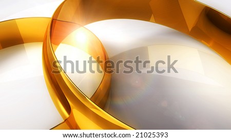 Gold wedding rings on a light background and solar patches of light