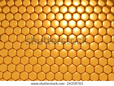 Abstract background in the form of three-dimensional model of honeycombs