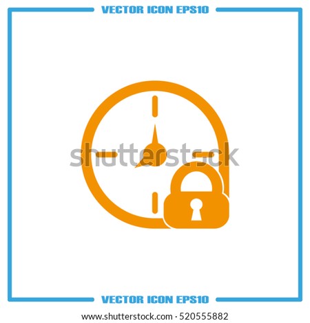 clock and lock icon vector illustration eps10. Isolated badge for website or app - stock infographics