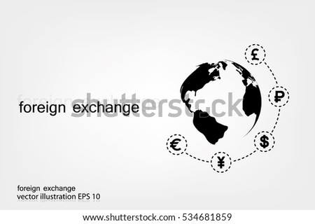 Globe and money icon vector EPS 10, abstract sign currency exchange flat design,  illustration modern isolated badge for website or app - stock info graphics.