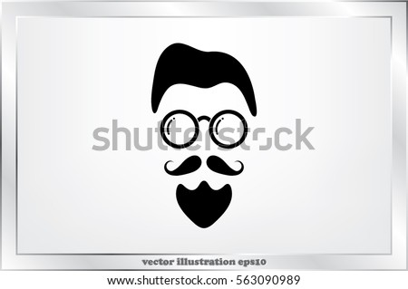 silhouette of the man's face with a beard and glasses, vector illustration