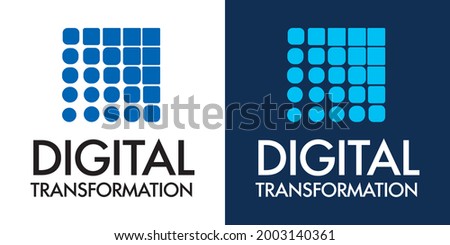 Digital transformation logo. The circles turn into squares