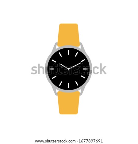 Female wristwatch on a white background. Vector flat illustration.