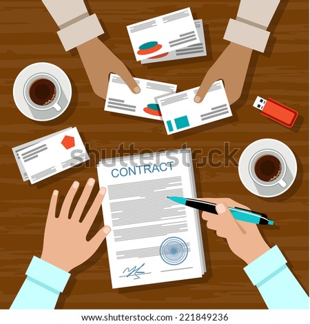 Signing a contract. Business meeting. vector